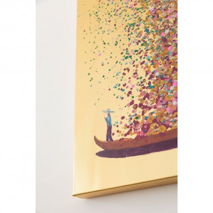 Schilderij Flower Boat 40x50cm goud en roze Kare Design