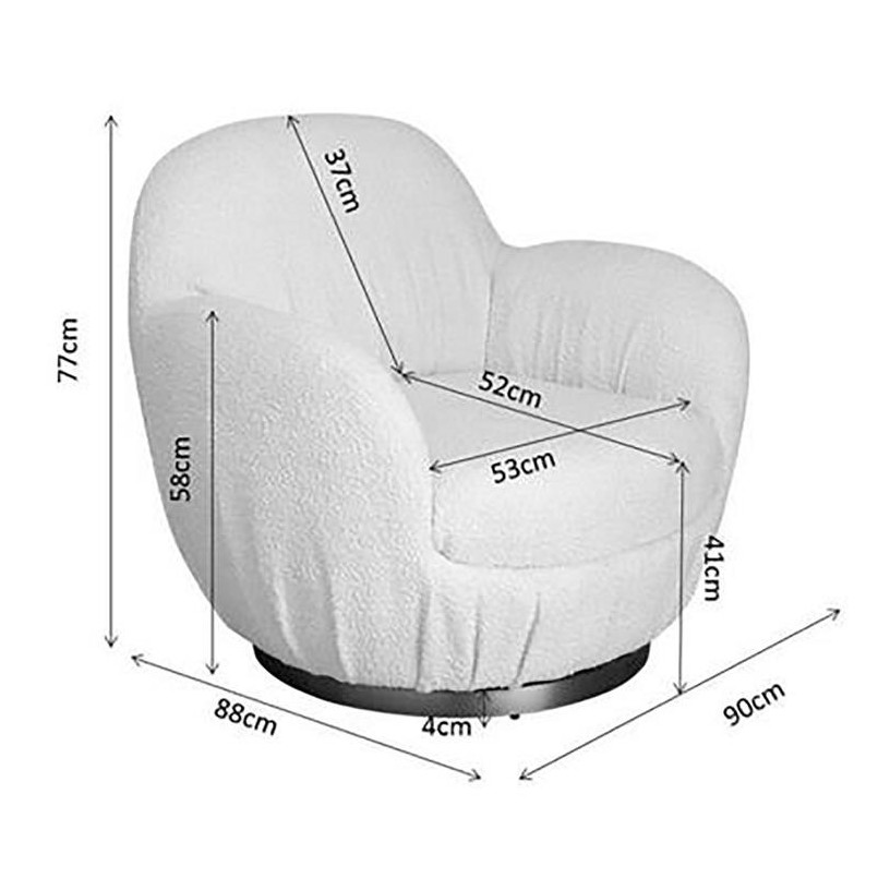 Crème gekrulde draaifauteuil met armleuningen - Nube - Kare Design