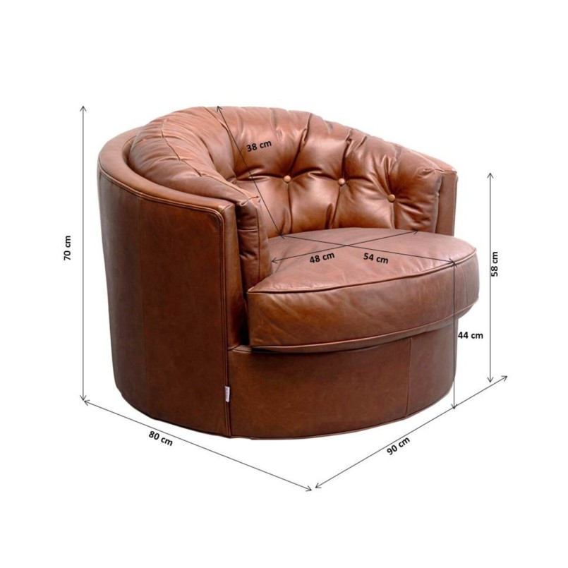 Bruine leren draaifauteuil - Music Hall - Kare Design