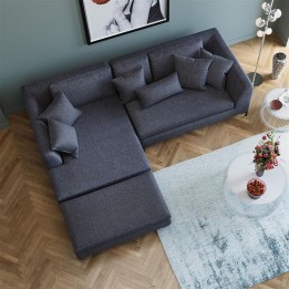 Donkergrijze stoffen poef - Gianna - Kare Design