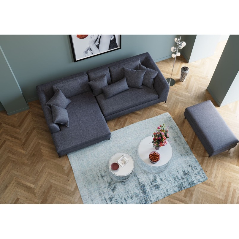 Donkergrijze stoffen poef - Gianni - Kare Design