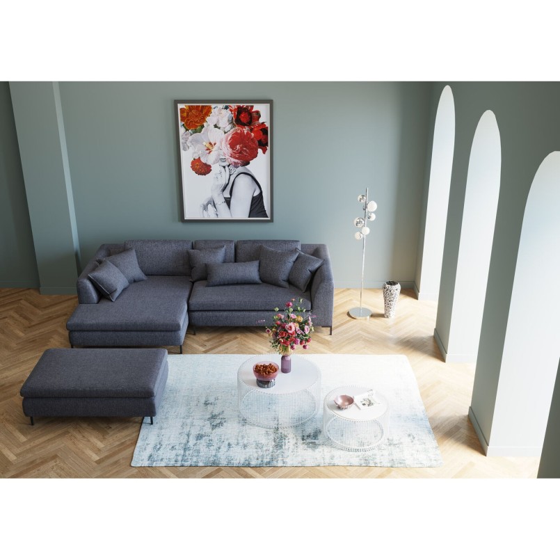 Donkergrijze stoffen poef - Gianni - Kare Design