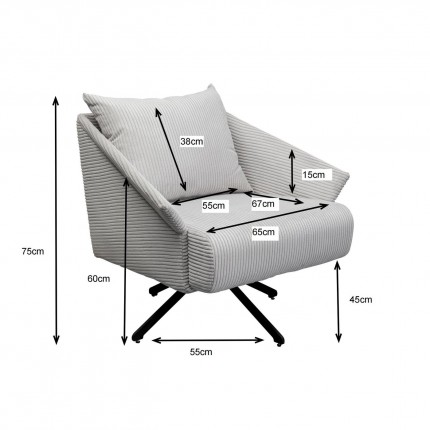 Swivel Armchair Milo velvet grey Kare Design