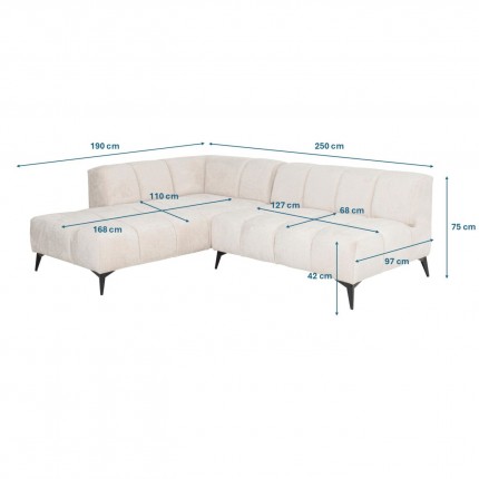 Hoekbank Nia links fluweel creme Kare Design