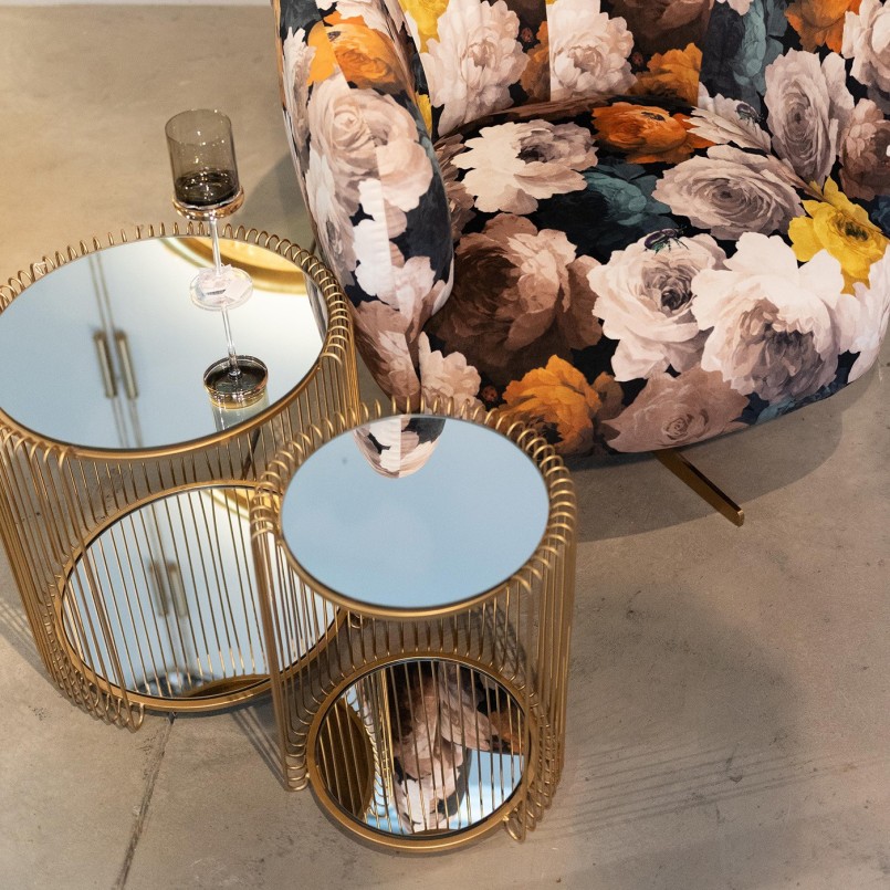 Swivel armchair yellow peonies - Kare Design