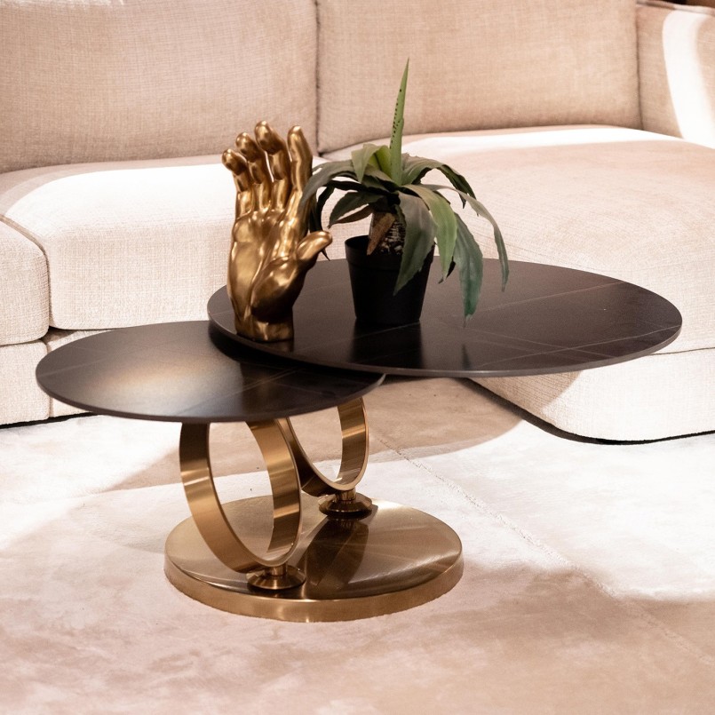 Draaibare salontafel goud en zwart - Beverly - Kare Design