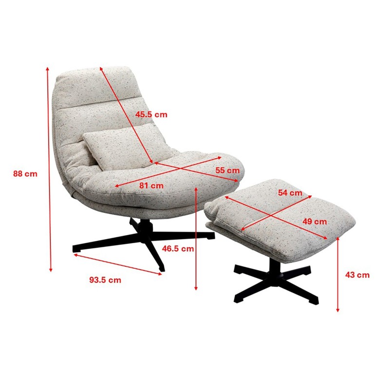 White swivel armchair and footrest - Columbia - Kare Design