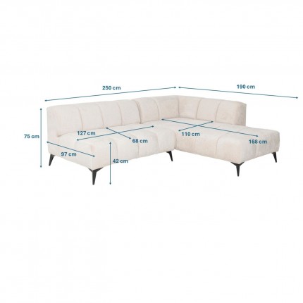 Hoekbank Nia rechts fluweel creme Kare Design
