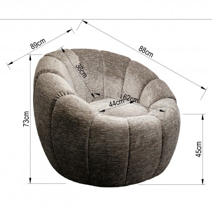 Swivel Armchair Fiori grey Kare Design