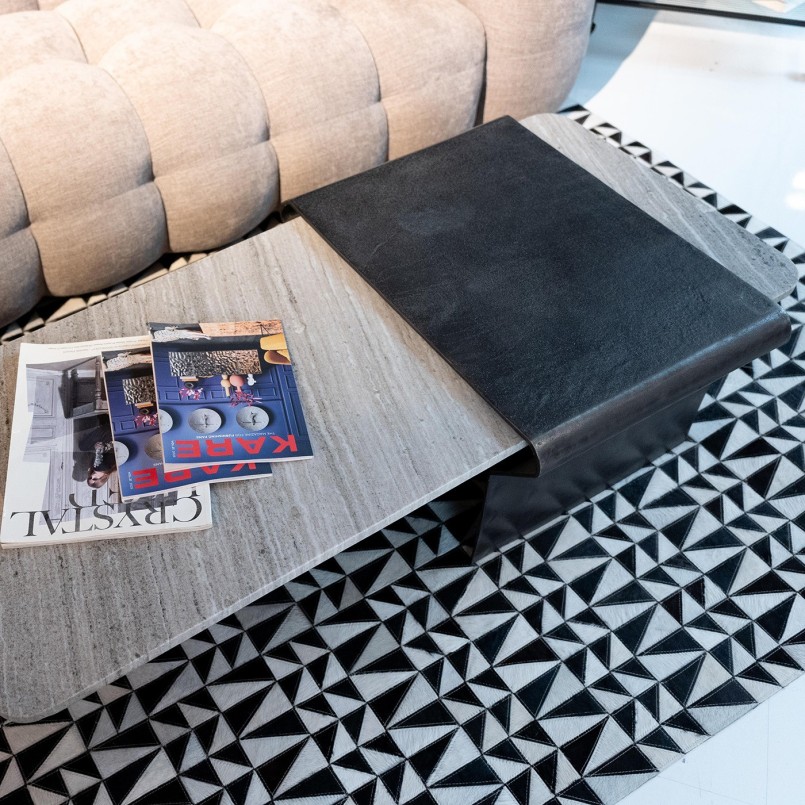 Marmer en aluminium salontafel 142x70cm - Montagna - Kare Design