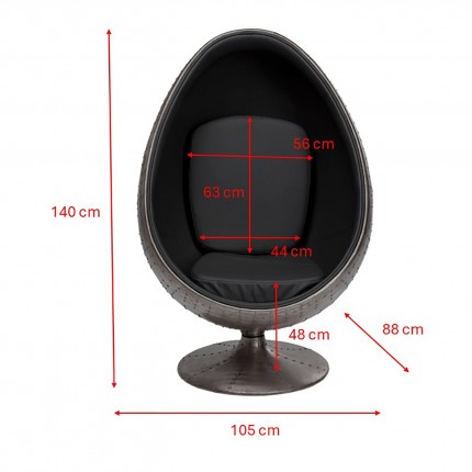 Draaifauteuil Eye Ball fluweel zwart Kare Design