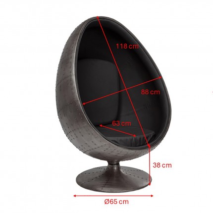 Draaifauteuil Eye Ball fluweel zwart Kare Design
