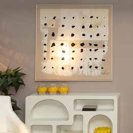 Beige en wit canvas met zwarte stippen - Creative Dots - Kare Design
