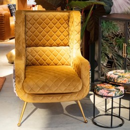 Oker fluwelen fauteuil met jungle print - Nona - Kare Design