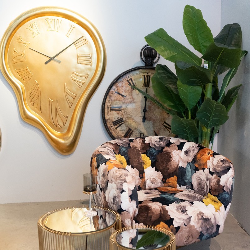 Gouden wandklok XL gesmolten - Big Drop - Kare Design