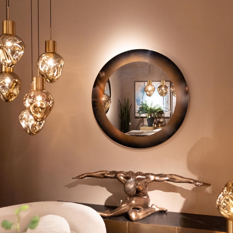 Stalen spiegel met bruin en zwart kleurverloop - Prezioso - Kare Design