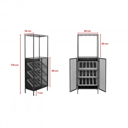 Flessenhouder Porto 170x60cm zwart Kare Design