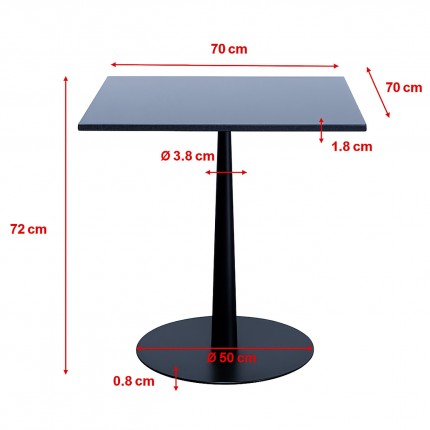 Eettafel Bistrot Capri 70x70cm zwart graniet Kare Design