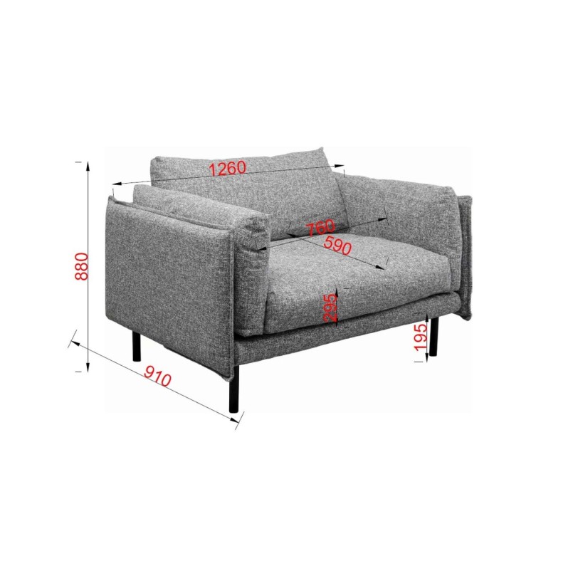 Grijze fauteuil met armleuningen - Pola - Kare Design