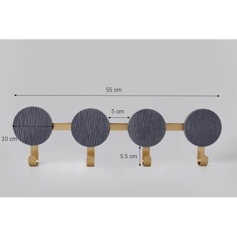 Blauwe en gouden kapstokhaak met 4 haken - Indigo - Kare Design