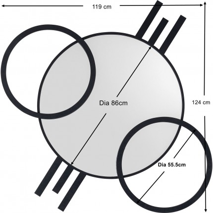 Spiegel Triple Cercle zwart 119x124cm Kare Design
