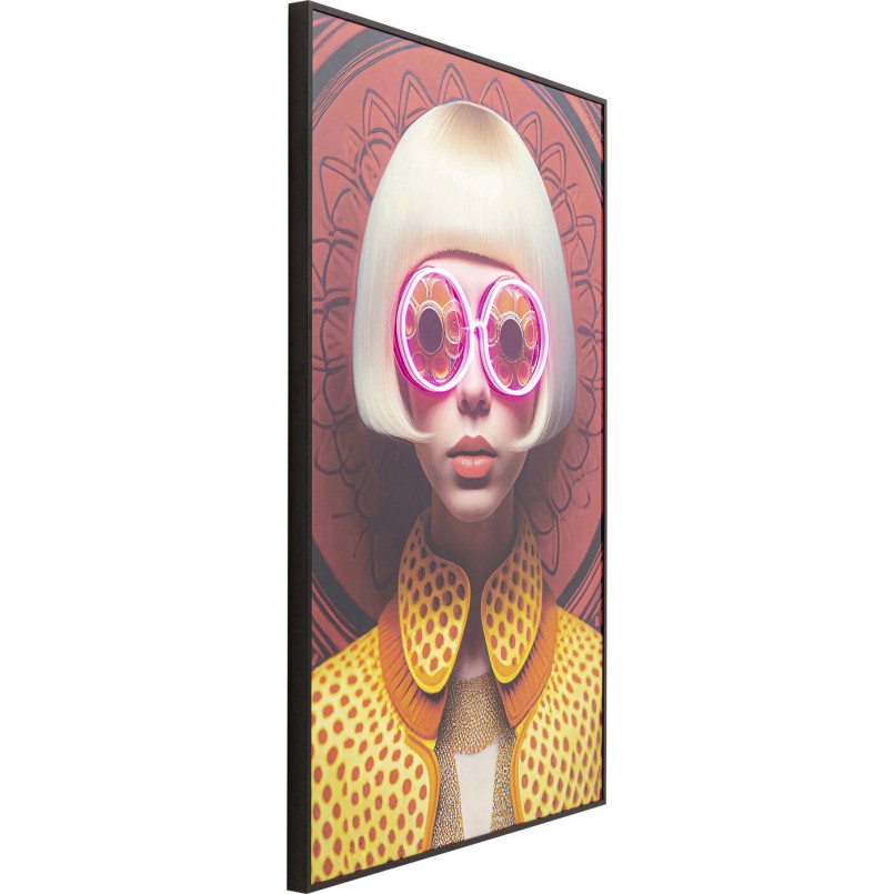 Tableau encadré LED Fancy Blonde Lady 75x55cm
