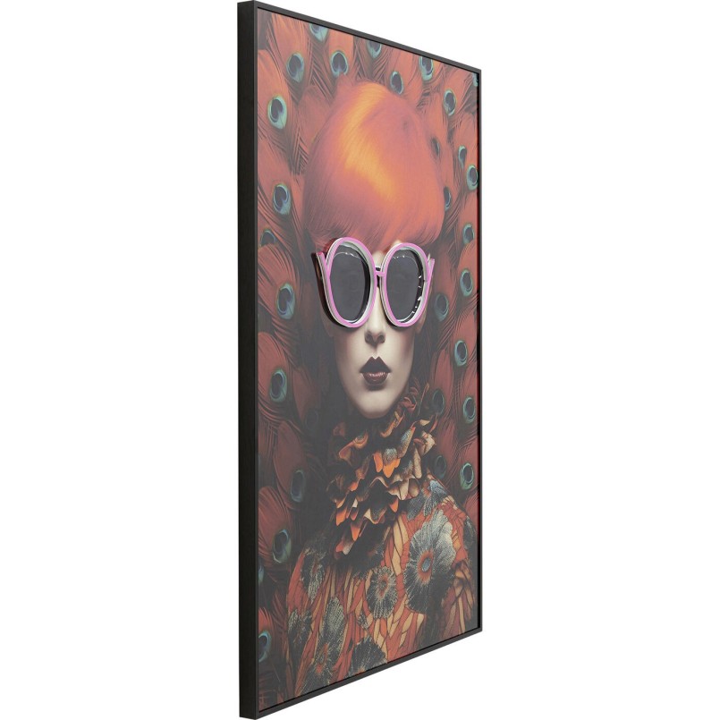 Tableau encadré LED Fancy rouge Lady 75x55cm