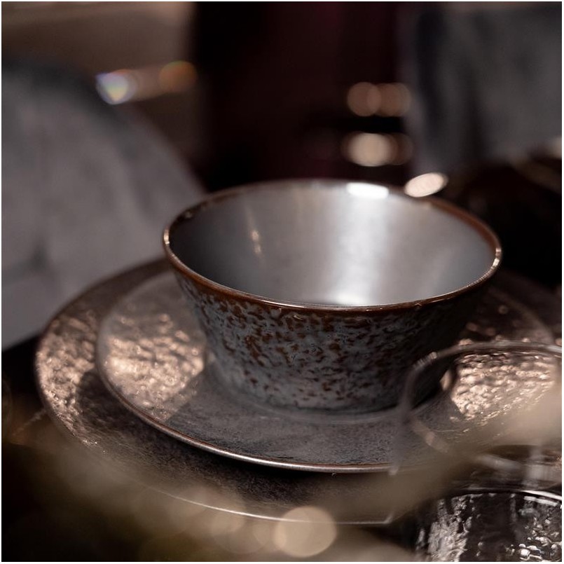 Black plates set of 4 in stoneware - Cosmsos - Kare Design
