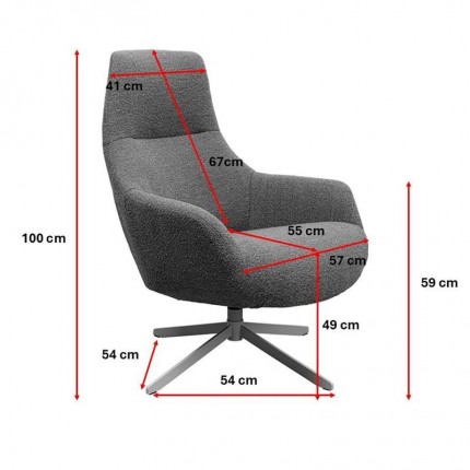 Draaifauteuil Mimi creme Kare Design