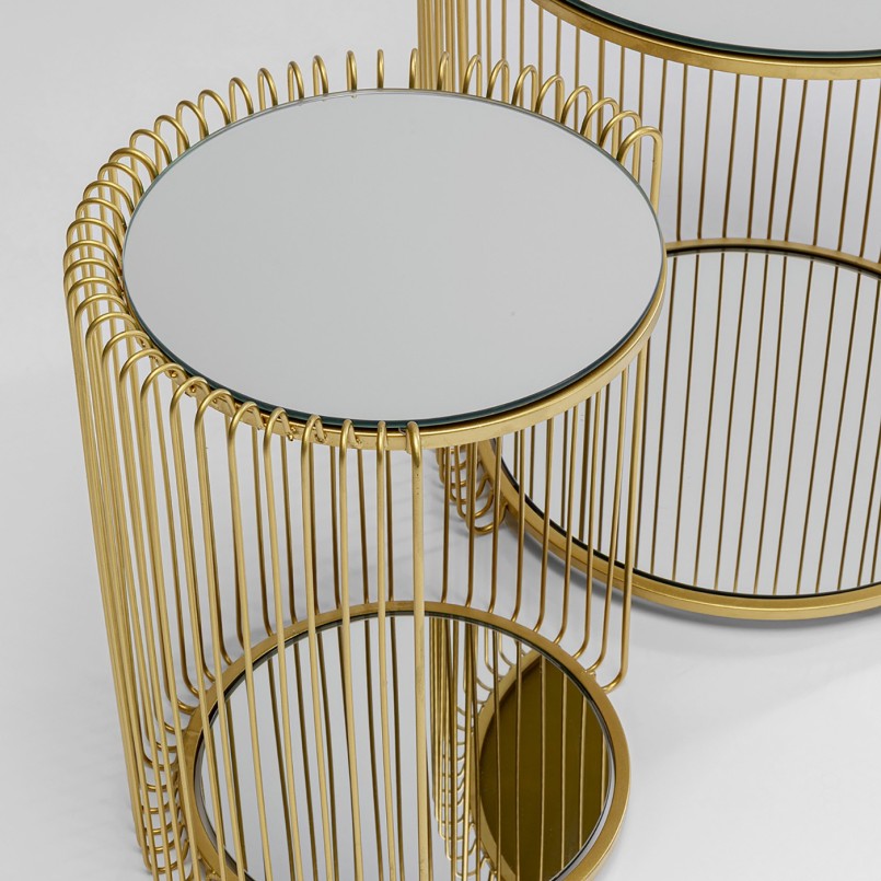 Messing bijzettafels in glas en staal - Wire Double - Kare Design
