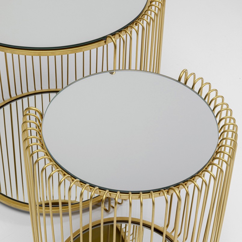 Messing bijzettafels in glas en staal - Wire Double - Kare Design