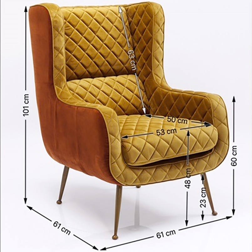 Oker fluwelen fauteuil met jungle print - Nona - Kare Design