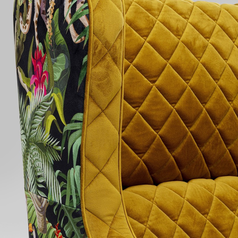 Oker fluwelen fauteuil met jungle print - Nona - Kare Design