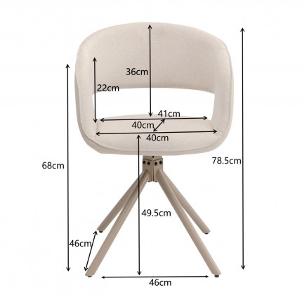 Draaistoel met armleuningen Gina beige Kare Design