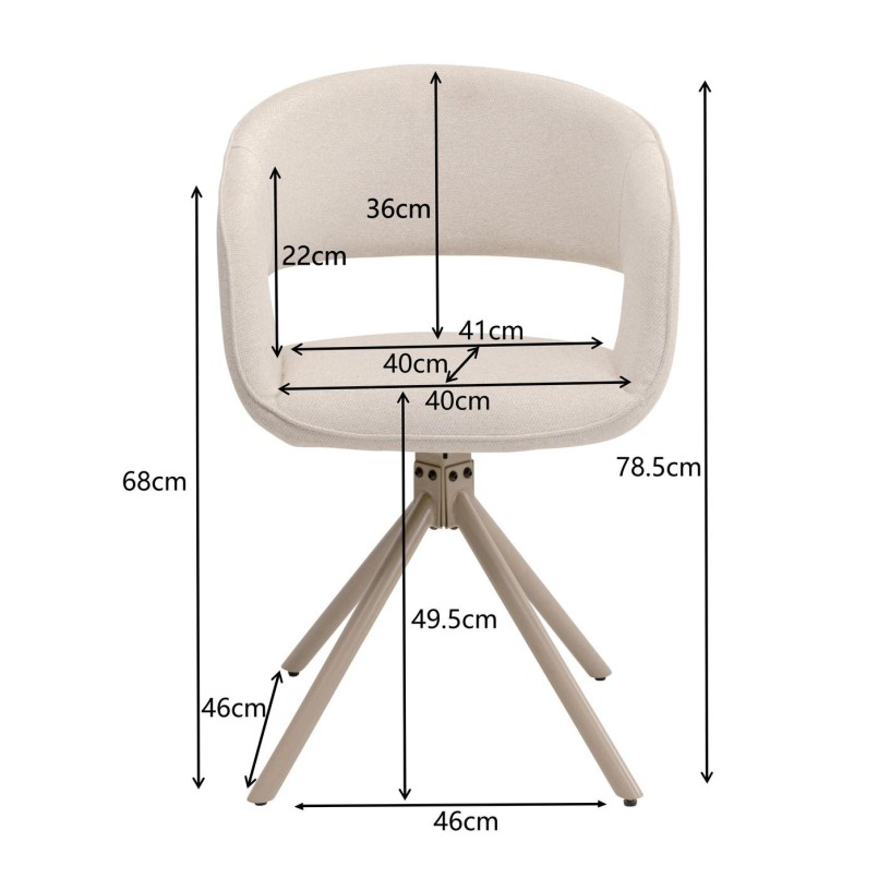 Swivel chair with armrests Gina beige Kare Design