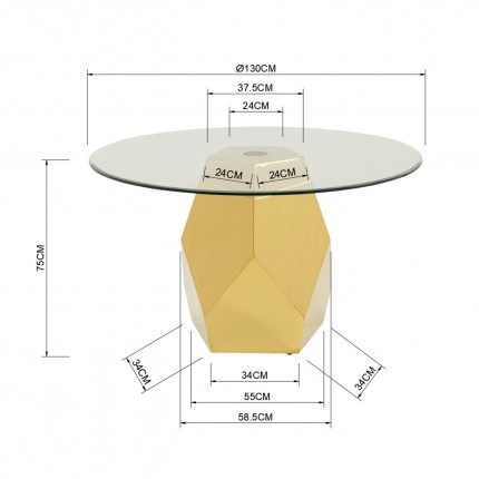 Table Ricchezza Ø130cm gold Kare Design