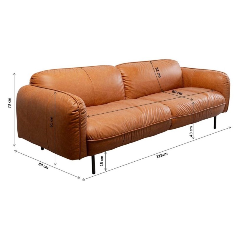 Vintage lichtbruine leren bank - Calgary - Kare Design