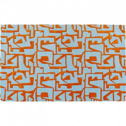 Vloerkleed Labirinto 300x200cm blauw en oranje Kare Design