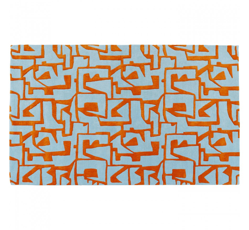 Vloerkleed Labirinto 300x200cm blauw en oranje Kare Design