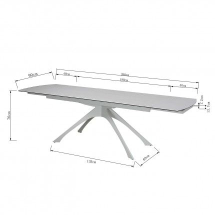 Uitschuifbare eettafel Lana 260x90cm beige Kare Design