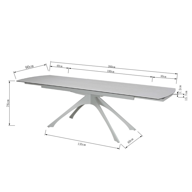 Uitschuifbare eettafel Lana 260x90cm beige Kare Design