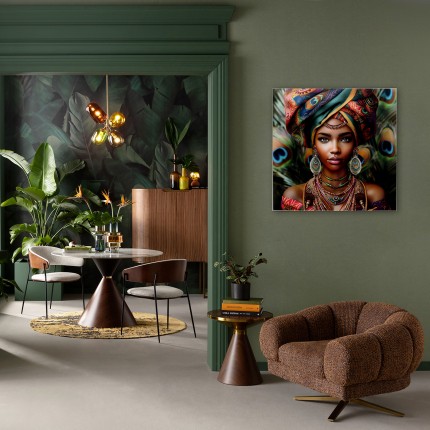 Wandfoto pauw vrouw 100x100cm Kare Design
