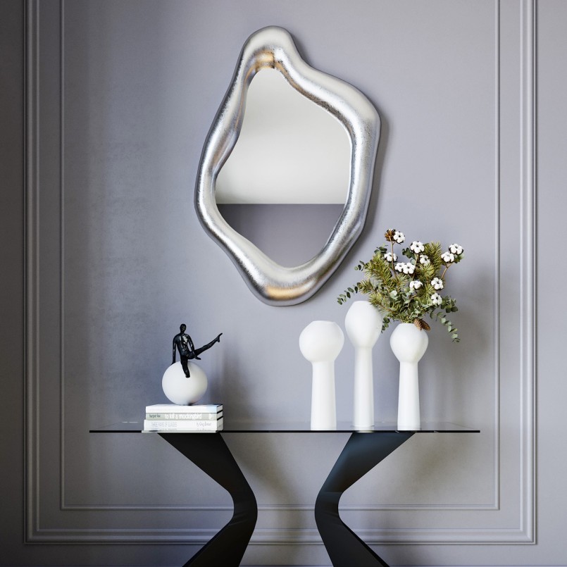 Mirror with silver cast frame - Hologram - Kare Design
