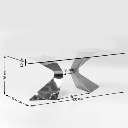 Eettafel Gloria 200x100cm chroom Kare Design