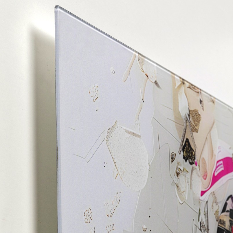 Glas schilderij van een artistieke vrouw in profiel - Kare Design