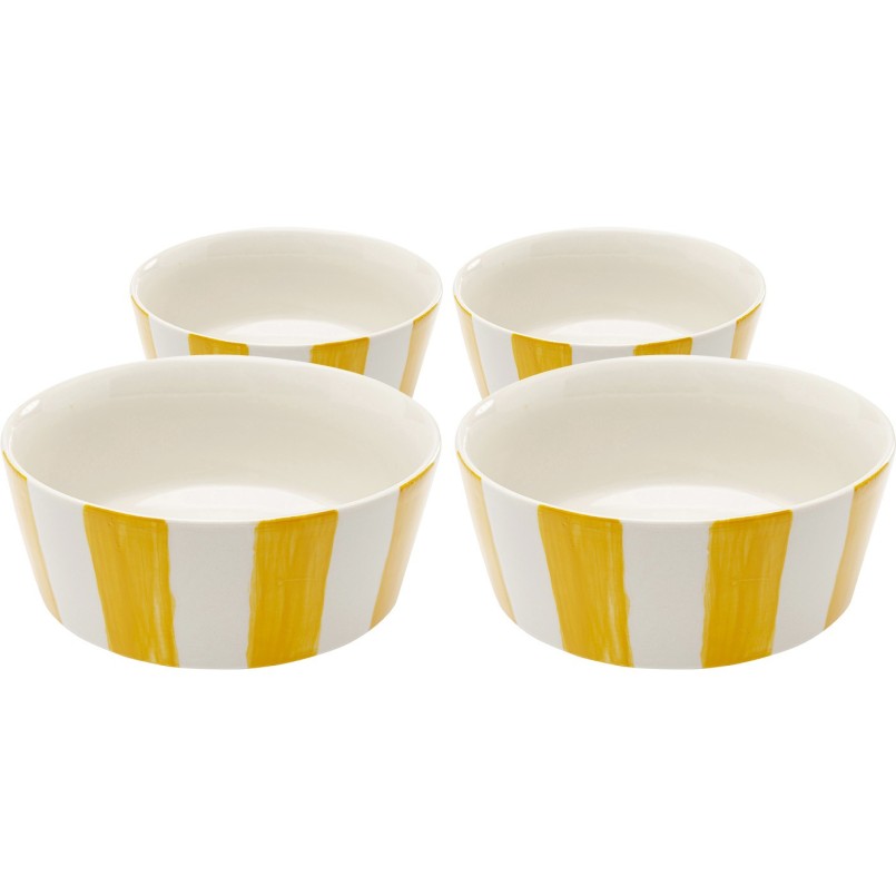 Kommen Cocina geel en wit Ø14cm (4/set) Kare Design