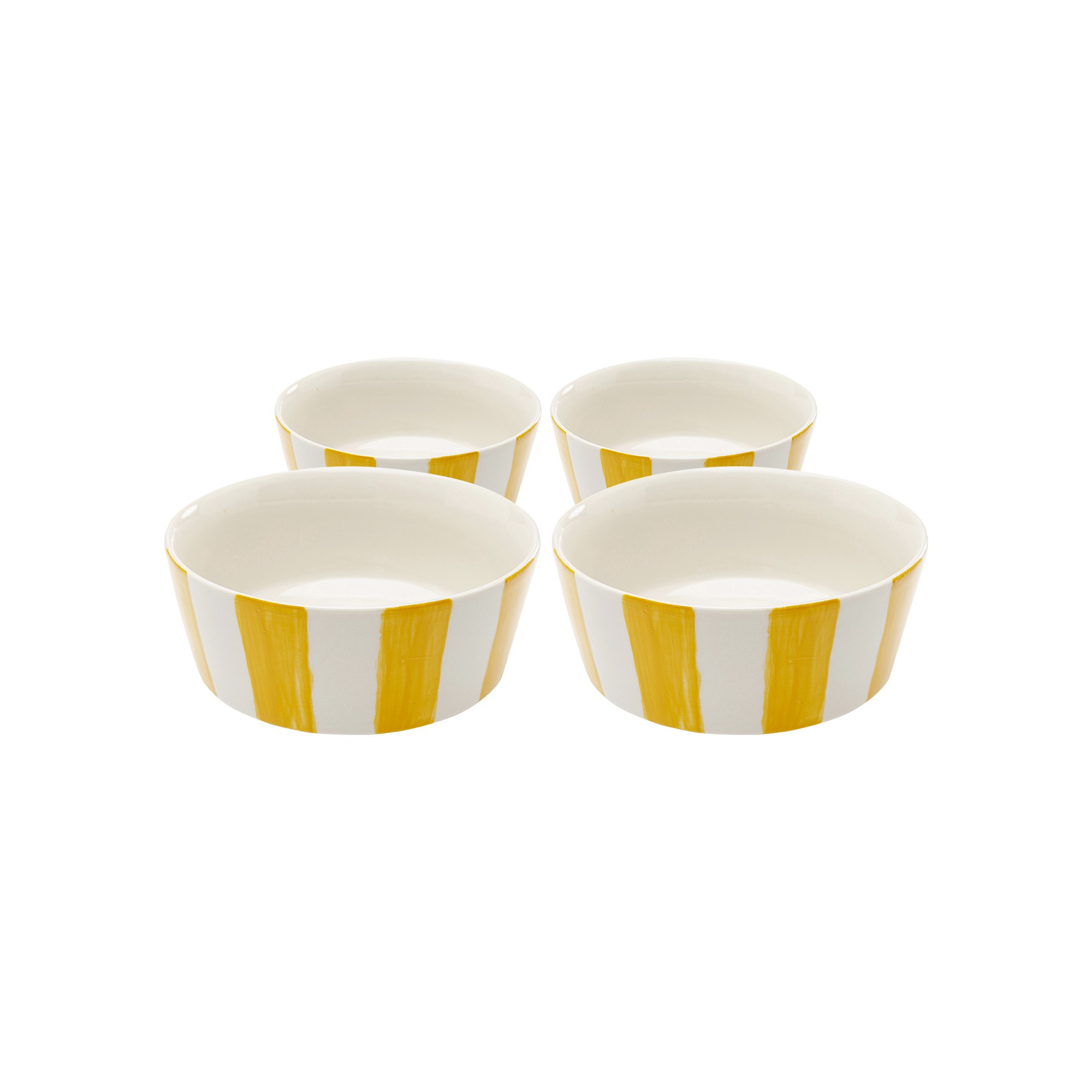 Kommen Cocina geel en wit Ø14cm (4/set) Kare Design