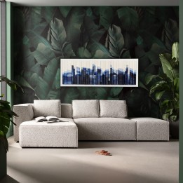 Blauw, wit en zwart 3D schilderij - Shadow Skyline - Kare Design