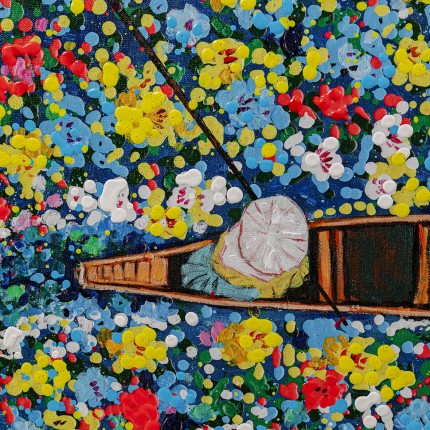 Schilderij drijvende bloemenmarkt 150x100cm Kare Design