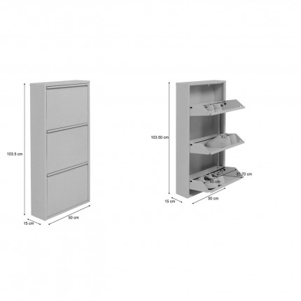 Schoenenkast Caruso taupe 3 laden Kare Design